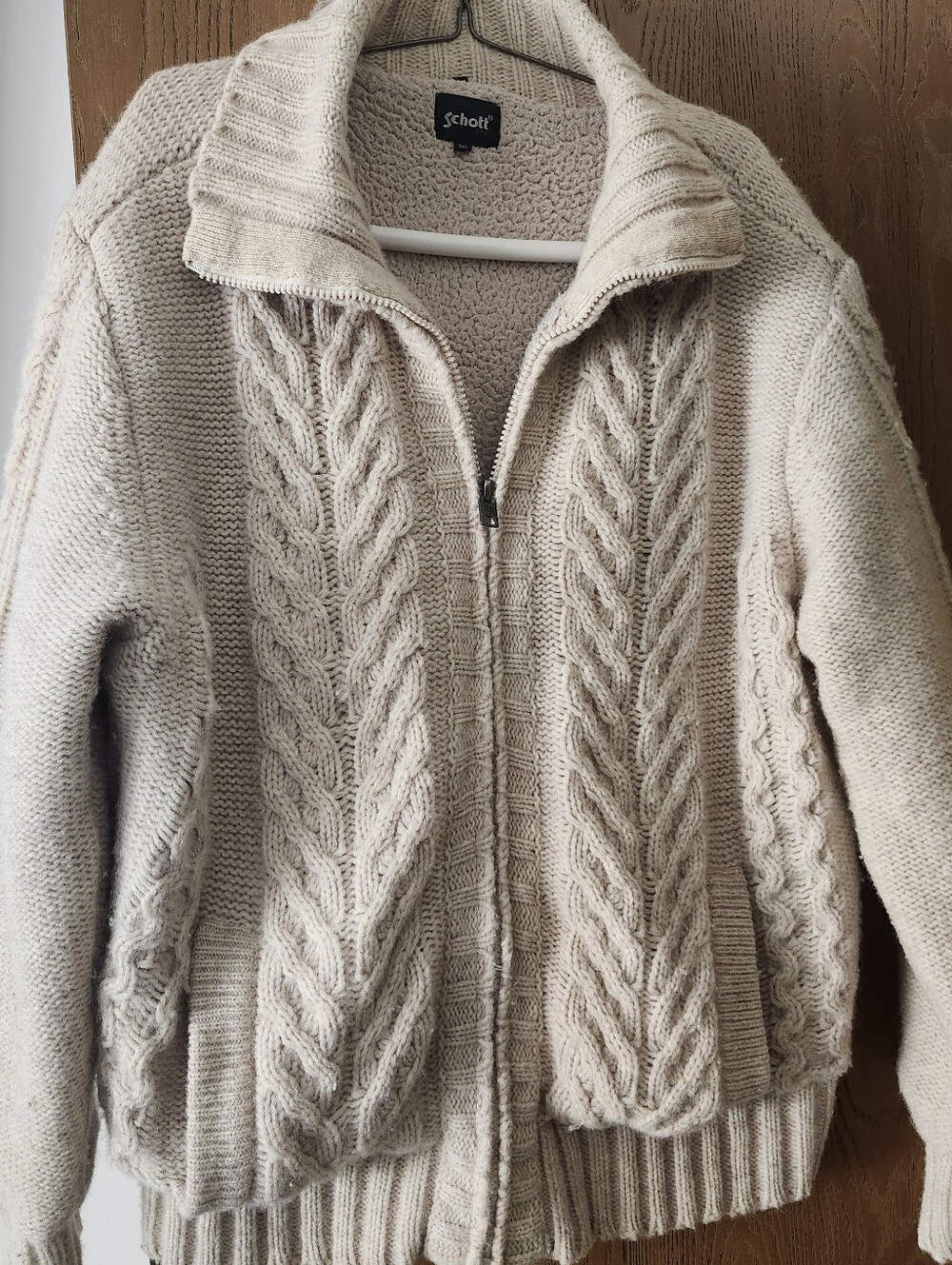 Scott Ivory Cable-Knit Zip Cardigan